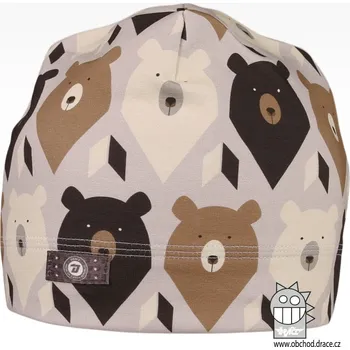 Čepice Bavlněná celopotištěná čepice - vzor 14 - hnědá, medvědi 50 - 52