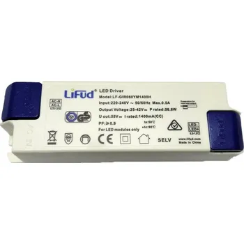 Příslušenství pro LED osvětlení Lifud LFGIR060YM1400H ŠÍŘKA: 43 mm, PŘÍKON: 58,8 W, VÝSTUPNÍ NAPĚTÍ: 25-42 VDC