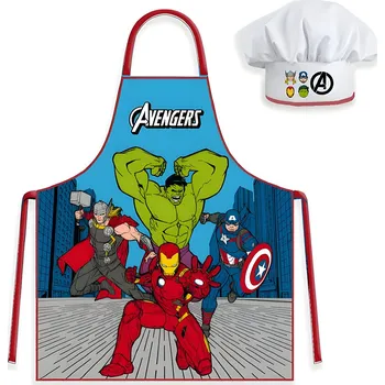 Kuchyňská zástěra Disney Chlapecká kuchařská zástěra s čepicí - Avengers/Hrdinové