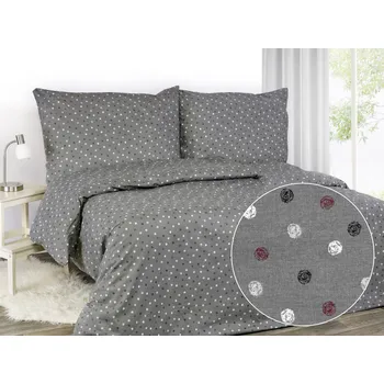 Povlečení Dreamy Linens Povlečení bavlněné, tmavě šedé Puntík Rozměry: 200 x 140 cm