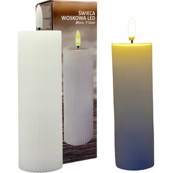 Svíčka LED svíčka z vosku, vroubkovaná, na baterie, 15 x 5 cm