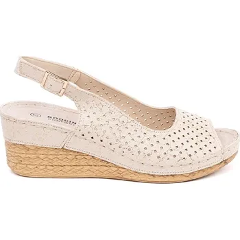 Dámské sandále Goodin Trendy dámské sandály béžové na klínku 40