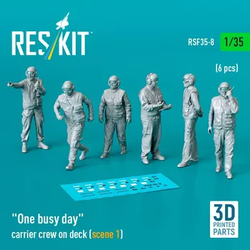 Plastikový model Reskit 1/35 One busy day carrier crew on deck (scene 1)