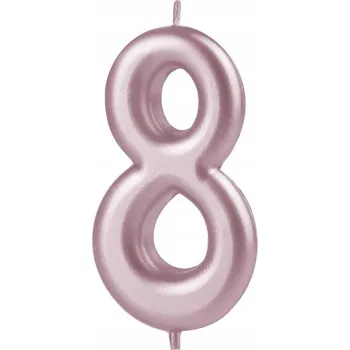 Svíčka SVÍČKA ROSE GOLD ČÍSLICE 8 OSM SVÍČEK RŮŽOVÁ DEKORATIVNÍ NA DORT