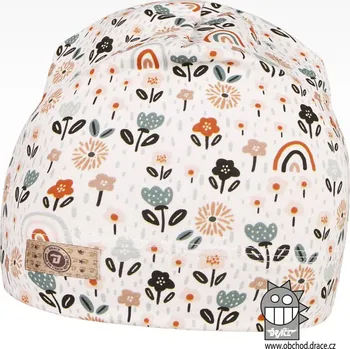 Čepice Bavlněná celopotištěná čepice - vzor 07 - bílá, kytičky 54 - 56
