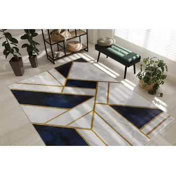 Koberec Moderní koberec Easy - mramor 1 - krémový/modrý Rozměr koberce: 80x150 cm
