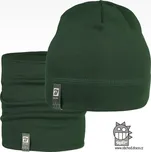 Set bavlněné čepice a nákrčníku Alan - vzor 24 - lahvově zelená 52 - 54