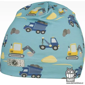 Čepice Bavlněná celopotištěná čepice - vzor 10 - modrá, bagry 46 - 48