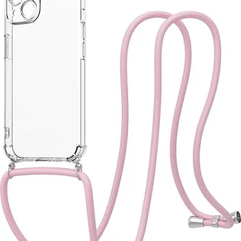Pouzdro na mobilní telefon AlzaGuard Luxe Lanyard Case pro iPhone 15 růžový