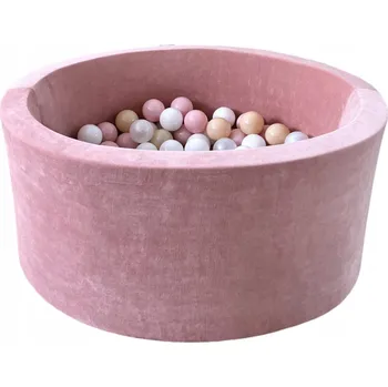 Dětsný nábytek Suchý bazén s kuličkami Velvet 40x90 Růžový 250 míčků - HOTOVÝ MIX