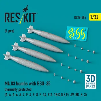 Plastikový model Reskit 1/32 Mk.83 bombs w/ BSU-35 thermally prot. (4 pcs)