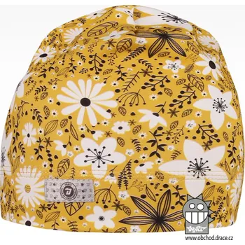 Čepice Bavlněná celopotištěná čepice - vzor 01 - žlutá, květy 48 - 50