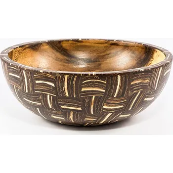 Nákupní košík Mitra Bali Dřevěná salátová miska s černo-bílou kokosovou intarzií z Bali, 25 cm