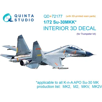 Plastikový model Quinta studio 1/72 Su-30MKK 3D-Print.&col.Interior (TRUMP)