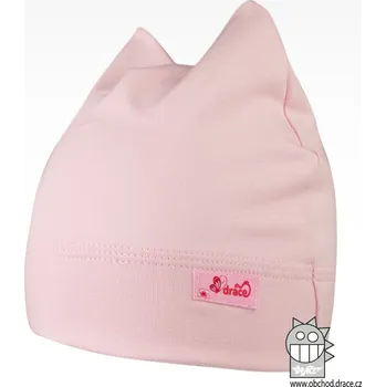 Čepice Bavlněná kojenecká čepice Čertík - vzor 15 - světle růžová 44 - 46