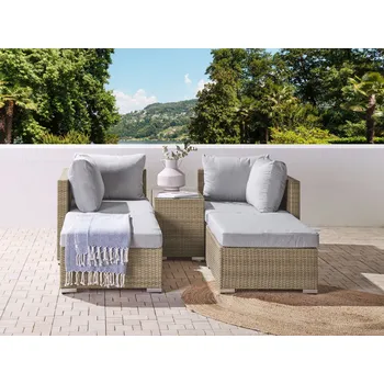 Bytový textil Sada potahů na venkovní polštáře šedé látkové pohovka opěrka polštář potahy na zip UV odolné Beliani