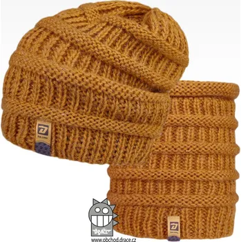 Čepice Čepice pletená a nákrčník Etna set - vzor 07 - hořčicová 56 - 58