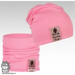 Bavlněná čepice s nákrčníkem Pastels DOUBLE set - vzor 06 - růžová 48 - 50