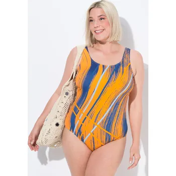 Dámské plavky Ulla Popken, Plus size Plavky, vlny, lemovka, bez měkkých košíčků, kulatý výstřih pro plnoštíhlé nadměrná velikost, 836701661-1011, oranžový, 50, Nadměrné velikosti, Plus size oblečení, Oblečení pro boubelky, Oblečení pro baculky, Oblečení pro plnoštíhlé,