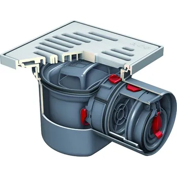 Odvodňovací žlab ACO Junior sklepní vpust DN 100 se zpětným uzávěrem, plastový rošt (ABS) 2130.00.77 free_store_pickup