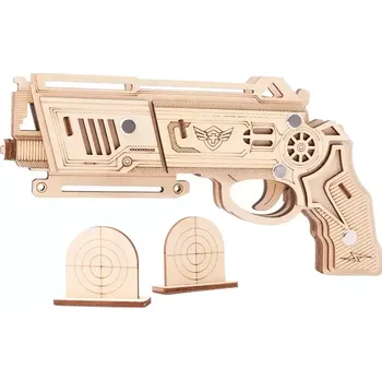 3D puzzle Woodcraft construction kit Woodcraft Dřevěné 3D puzzle Zbraň na gumičky Falcon přírodní