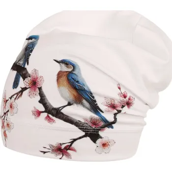 Čepice Bavlněná čepice Polo - vzor 121 - bílá - ptáčci 54 - 56