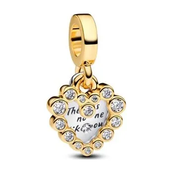 Přívěsek Zlacený visací přívěsek PANDORA Třpytivé srdce 763765C01