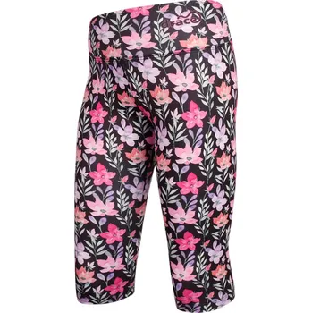 Dívčí legíny Dětské legíny capri 3/4 Silky - vzor 03 - černá - květy 110