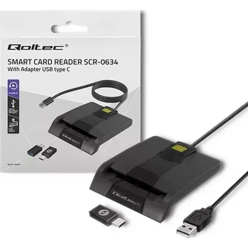 Příslušenství pro datový nosič Čtečka čipových karet Qoltec USB-C