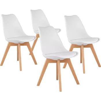 Jídelní židle Sada 4 jídelních židlí s polstrovaným sedákem z eko kůže ModernHome