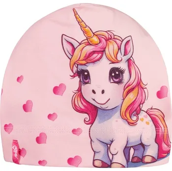 Čepice Bavlněná čepice Polo - vzor 97 - světle růžový - roztomilý jednorožec 54 - 56
