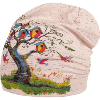 Čepice Bavlněná čepice Polo - vzor 119 - růžová melír - strom 54 - 56