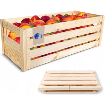 Úložný box Dřevěná bedýnka přírodní krabička truhla velká na úrodu ovoce 69x29,5