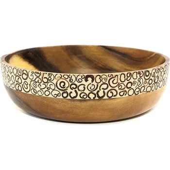 Nákupní košík Mitra Bali Dřevěná miska Batur s bílou skořicovou intarzií z Bali, 25 cm