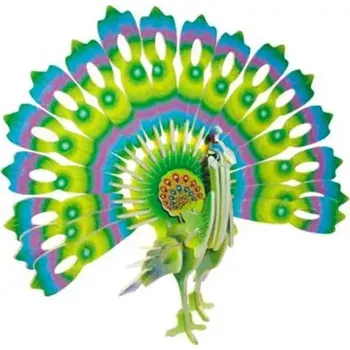 3D puzzle Woodcraft construction kit Woodcraft Dřevěné 3D puzzle Páv barevný