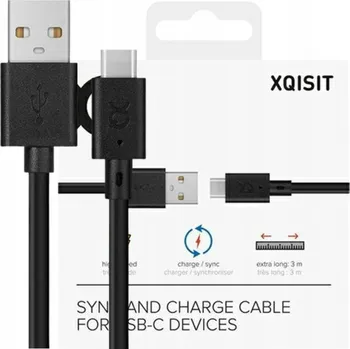 Datový kabel Kabel Xqisit USB - USB typ C 3 m černý