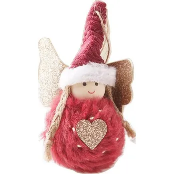 Přívěsek ZÁVĚS ANDĚL ANDÍLEK RŮŽOVÝ SE SRDCEM 9X12X4CM