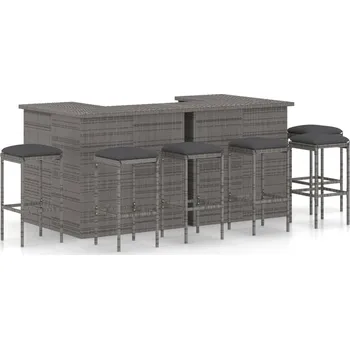 Zahradní sestava 4dílný zahradní barový set s poduškami polyratan šedý