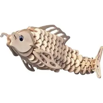 3D puzzle Woodcraft construction kit Woodcraft Dřevěné 3D puzzle Kapr přírodní