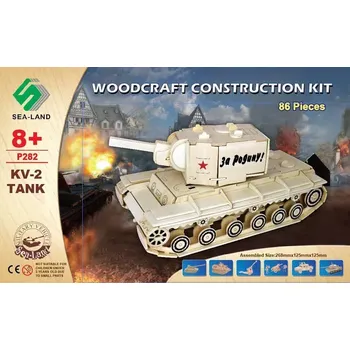 3D puzzle Woodcraft construction kit Woodcraft Dřevěné 3D puzzle tank KV 2