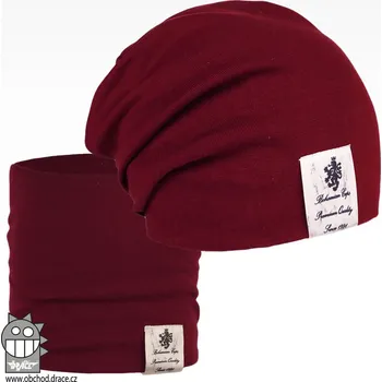 Čepice Bavlněná čepice s nákrčníkem Pastels DOUBLE set - vzor 37 - vínová 50 - 52