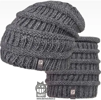 Čepice Čepice pletená a nákrčník Etna set - vzor 02 - středně šedá 56 - 58