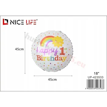 Balónek Velký fóliový balónek 18" (46 cm) VŠECHNO NEJLEPŠÍ K NAROZENINÁM