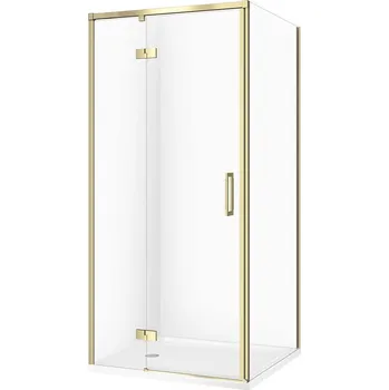 CERSANIT Sprchový kout LARGA zlatý, levý 90x90 čiré sklo, sprchová vanička TAKO S601-457