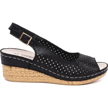 Dámské sandále Goodin Výborné dámské černé sandály na klínku 39