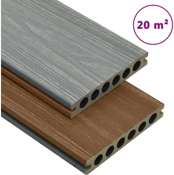 Terasové prkno Terasová prkna WPC s příslušenstvím hnědá a šedá 30 m² 2,2 m