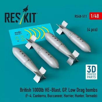 Plastikový model Reskit 1/48 British 1000lb HE-Blast, GP, Low Drag bombs