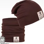 Bavlněná čepice s nákrčníkem Pastels DOUBLE set - vzor 15 - hnědá 50 - 52