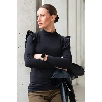 Krásná mamka Elegantní tričko Victoria black volánky Velikost: XS