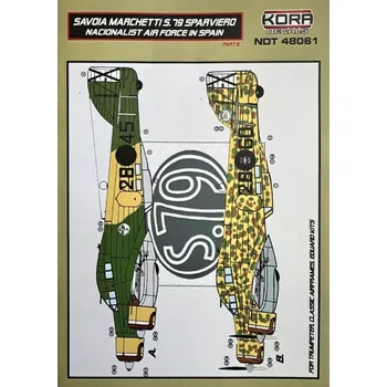 Plastikový model KORA Models 1/48 Decals SM.79 Sparviero Nacionalist AF Spain